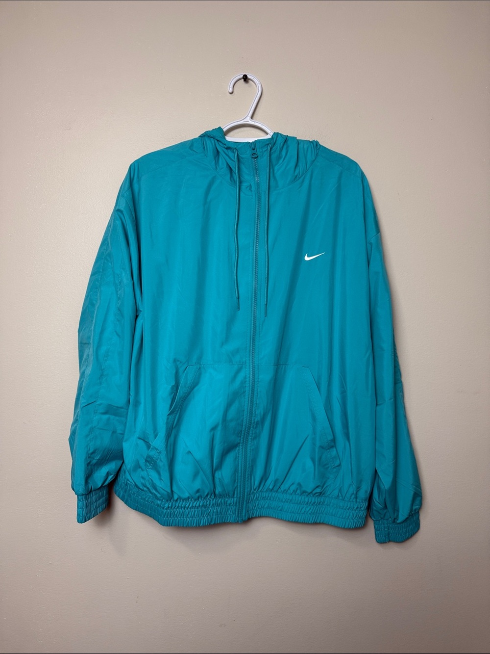 Nike Teal Hooded Full-Zip mesh lined Windbreaker size L